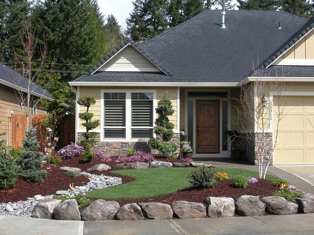 Mulched borders and low maintenance plants