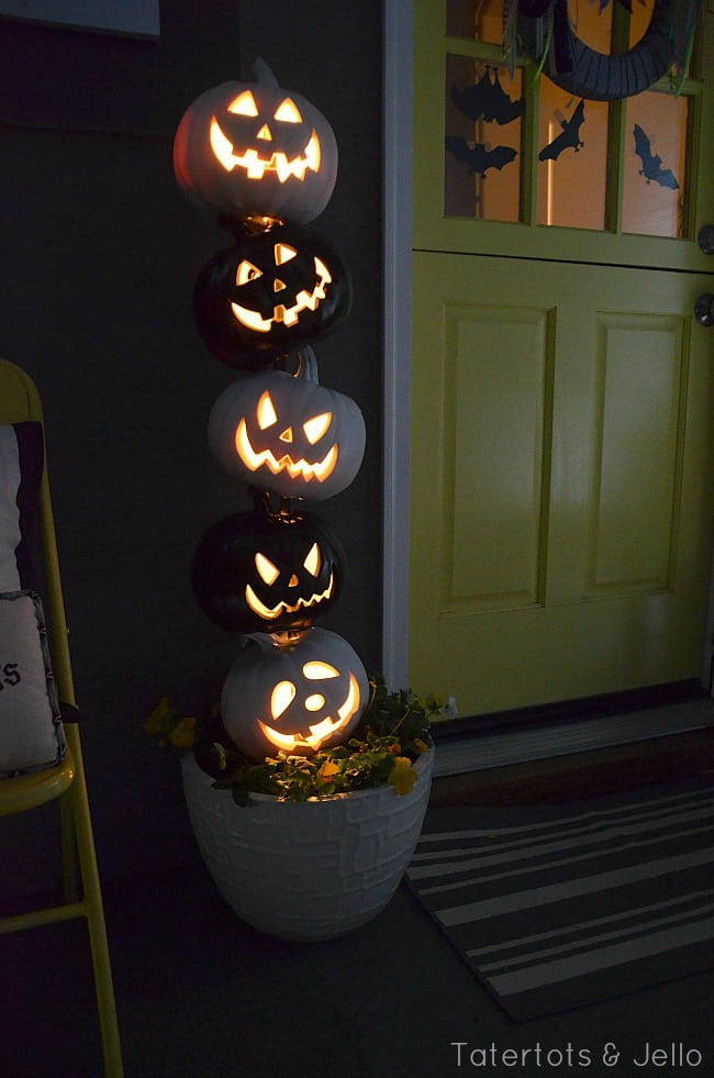 Stacked pumpkin topiary