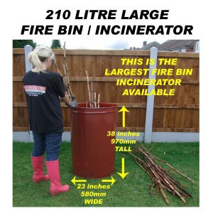 210 litre incinerator for burning large quantities of garden waste