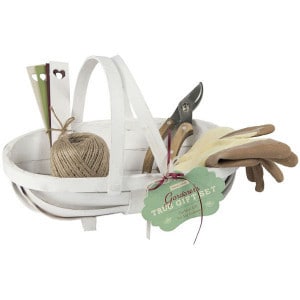 Wooden Trug Gift Set with Garden Tools and Gardening Gloves