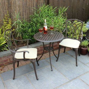 Bentley Garden Furniture 3 Piece Cast Aluminium Bistro Set Table & 2 Arm Chairs Review