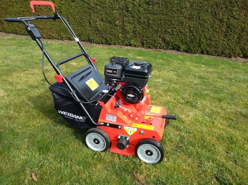 Weibang WB384RB Lawn Scarifier which we use as part of out professional garden maintenance business