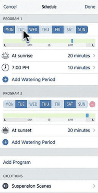 Setting watering times on smart water timer