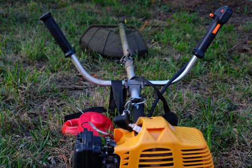 Petrol strimmer shaft close up