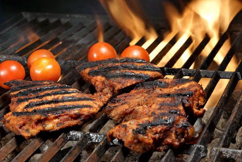 Food being cooked on BBQ for test