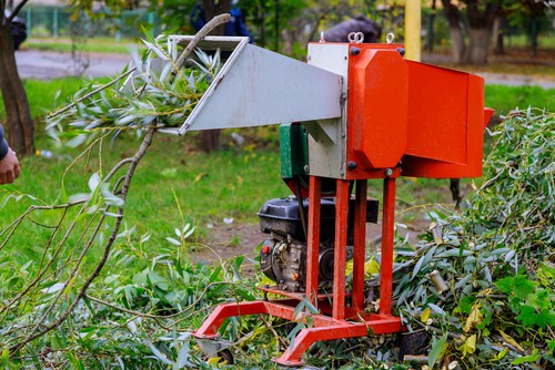 Petrol shredder in use