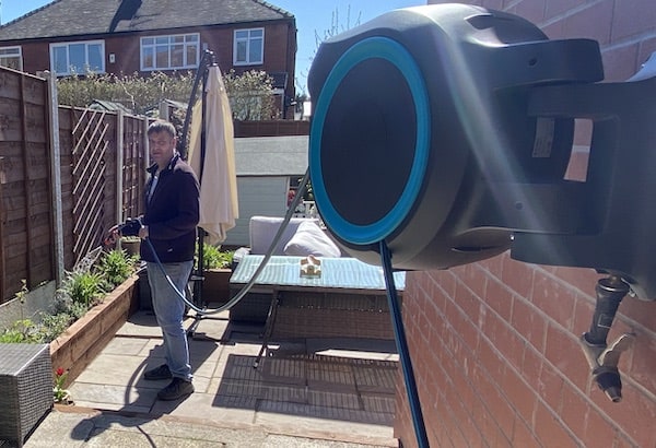 New gardena hose reel during testing