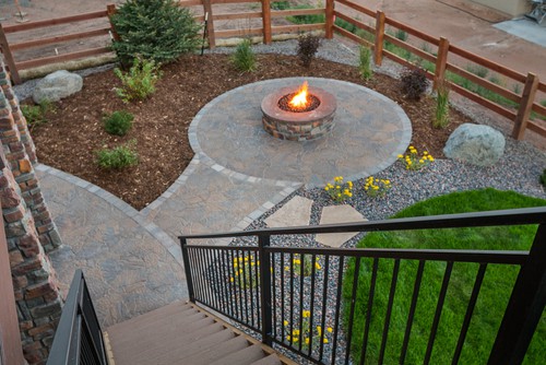 Gas fire pit being tested on patio area