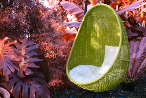 garden egg chair in garden