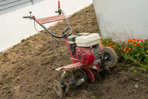 Large petrol rotavator for cultivating soil