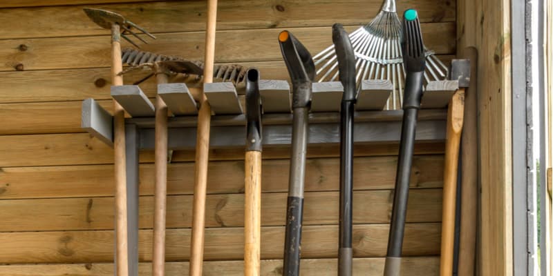 GARDEN TOOL RACK TROLLEY GARDENING EQUIPMENT STORAGE CADDY GARAGE ORGANISER