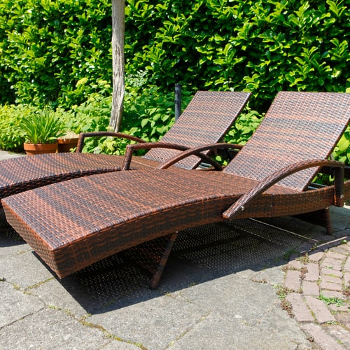 twin set of rattan sun loungers