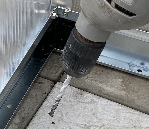 About to drill hole where I have marked with a black marker