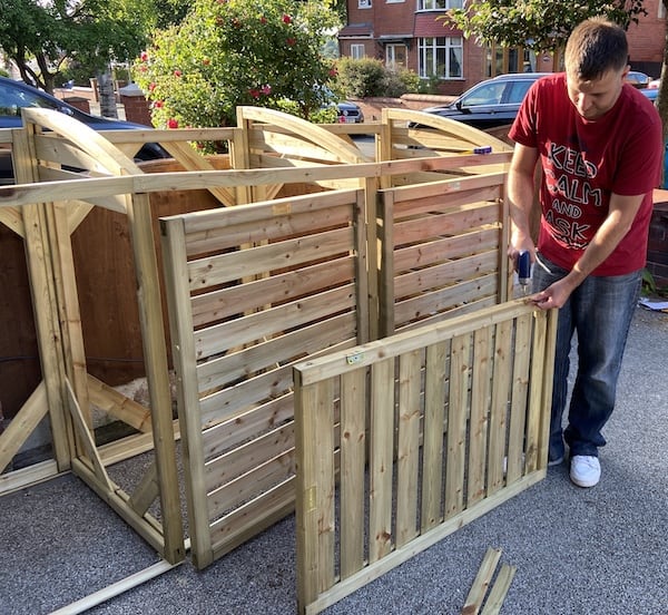 attaching doors to Rowlinson Triple Bin store
