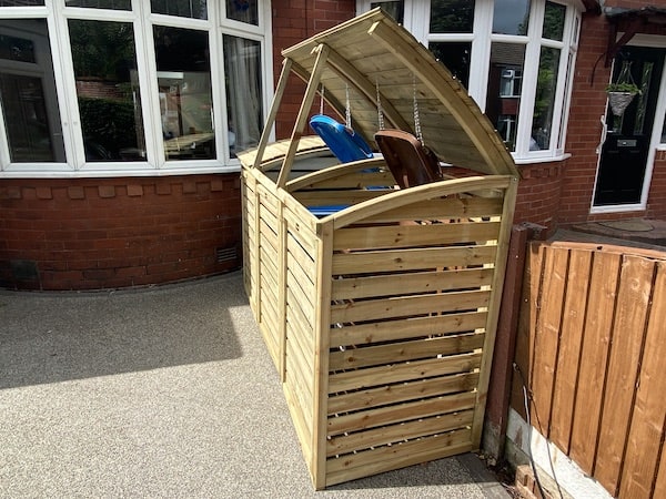 Rowlinson Triple Bin store side view after i built it