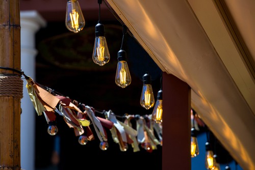 Solar powered lights used under gazebo to great effect