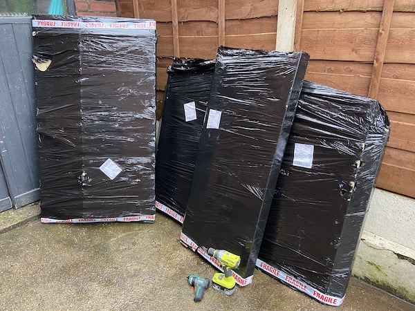 Delivery of log store wrapped in shrink wrap