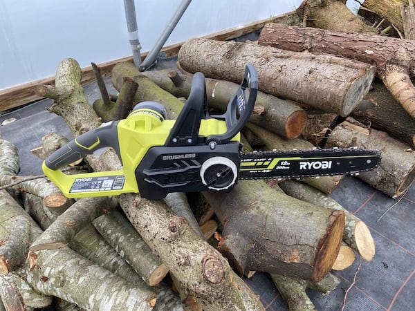 The Ryobi 18v cordless chainsaw is a great chainsaw for anyone doing a bit of logging on the weekend