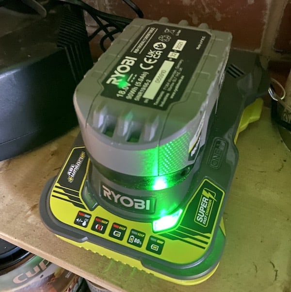 The fast charger and 18v 5Ah battery I invested in to give me a good 45 minutes of logging.