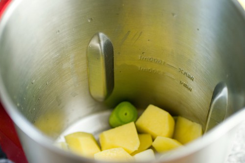 Soup maker with chopped ingredients