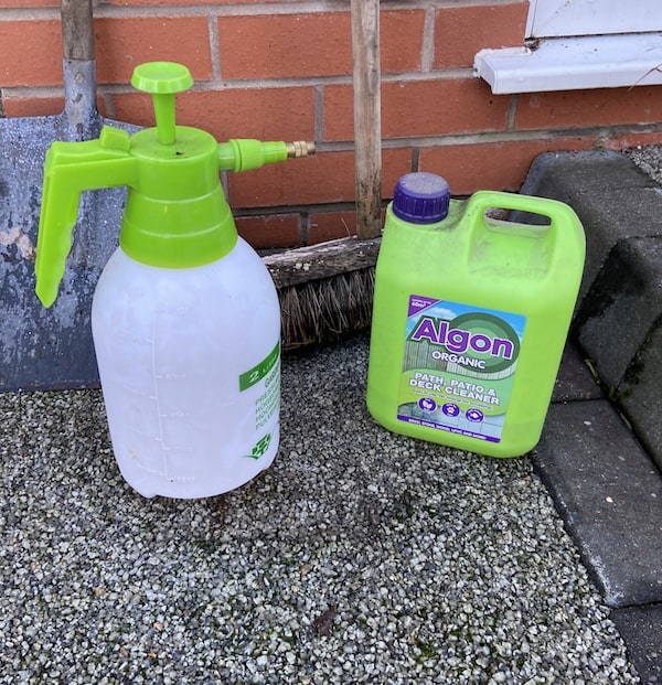 Algon path and patio cleaner being tested in resin driveway