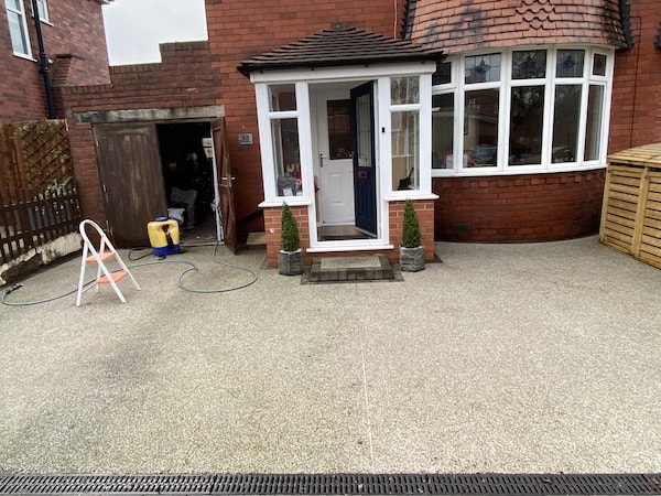 Algon used on the right side of driveway only, compared to untreated left side