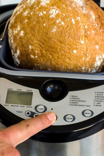 Controls on bread maker being used