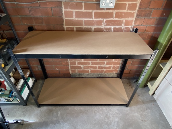 G-Rack Boltless Racking when used as two separate shelves and doubles as a work bench