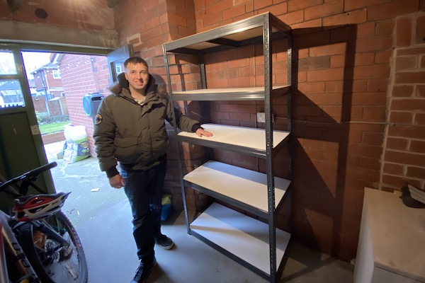 Storalex steel rack assembled in my garage ready for testing