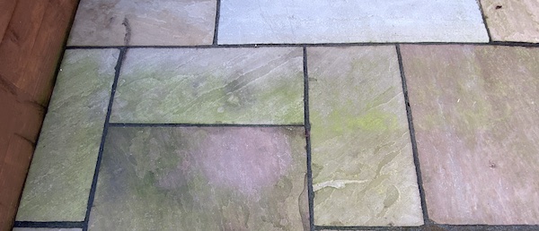 York stone patio before treating with patioseal extreme patio cleaner