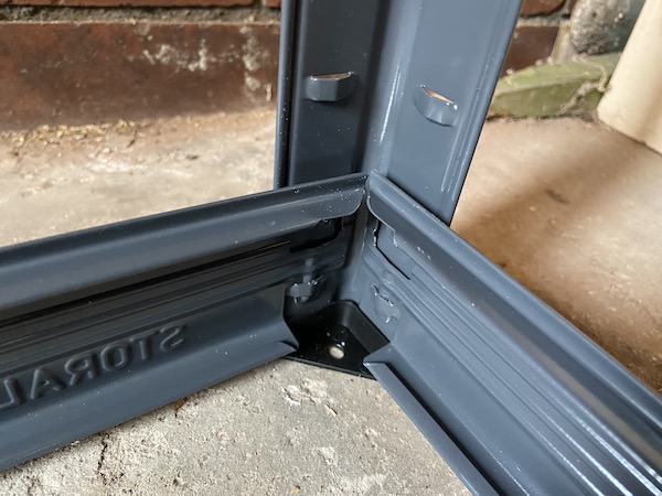 Showing how the Storalex garage racking clicks together