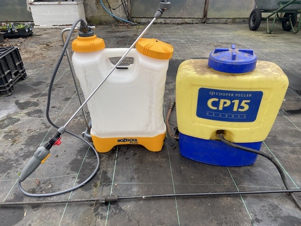 What I think are two of the best knapsack sprayers. The Hozelock plus Pulsar and the CP15 by Cooper Pegler