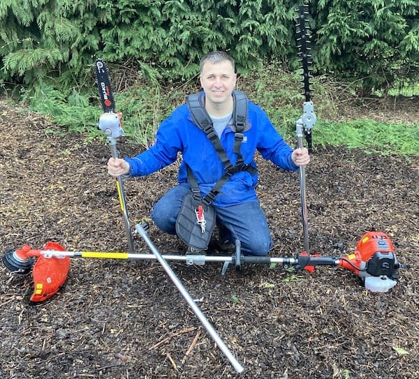 BU-KO Multi Tool with hedge trimmer, chainsaw and strimmer