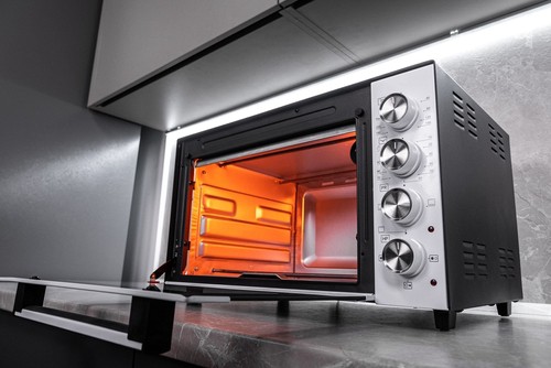 Inside mini oven with hobs