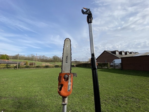 Comparing two of the best telescopic tree pruners I have ever used and tested, The Fiskars Power Pruner and STIHL Long reach pole pruner