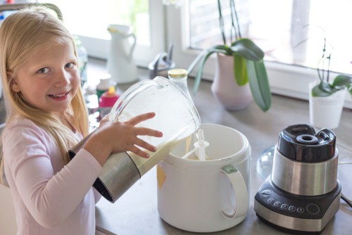 Electric ice cream maker during testing