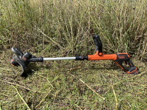 My 18v Cordless strimmer hacked through thick 3ft tall weeds with no problem but its really designed for garden maintenance for a general tidy up after mowing the lawn