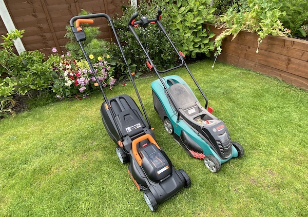Comparing the Worx cordless lawn mower against the previous generation of Bosch mowers