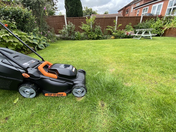 Cuts longer grass with ease as long as it's not to tall in which case switch to higher setting