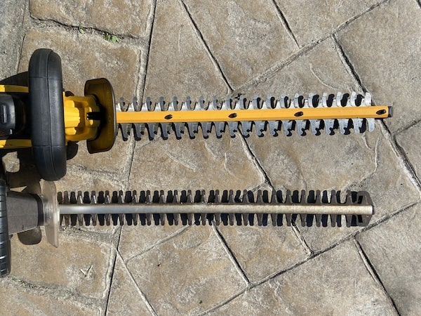 Comparing blade on dewalt hedge trimmer to alternative model