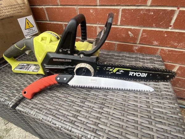 A pruning saw is a great tool to use along side my chainsaw for cutting branches my chainsaw cannot not always reach