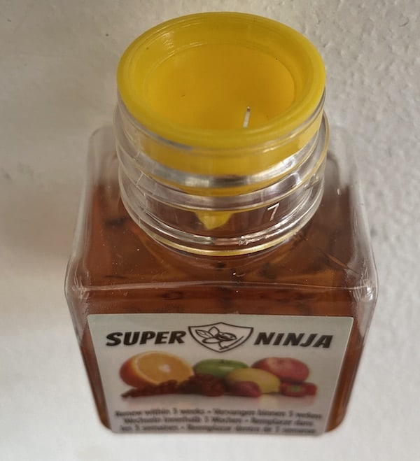 this Super Ninja Fruit Fly Trap is brilliant and works very well on tiny fruit flies - I know it looks large in the picture but it's only about 4cm x 4cm of thereabouts so very discrete