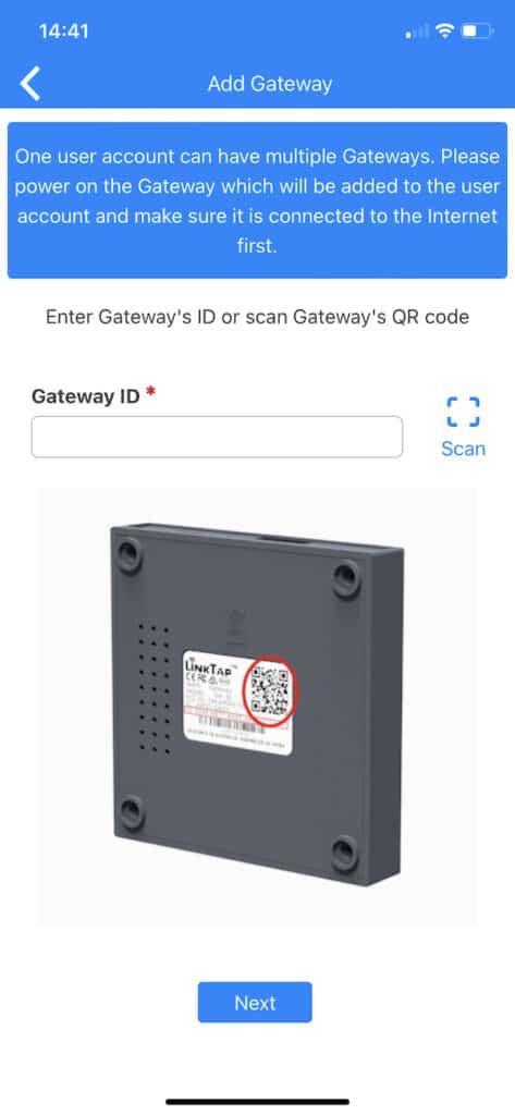 Easily connect the gateway the APP with the QR code