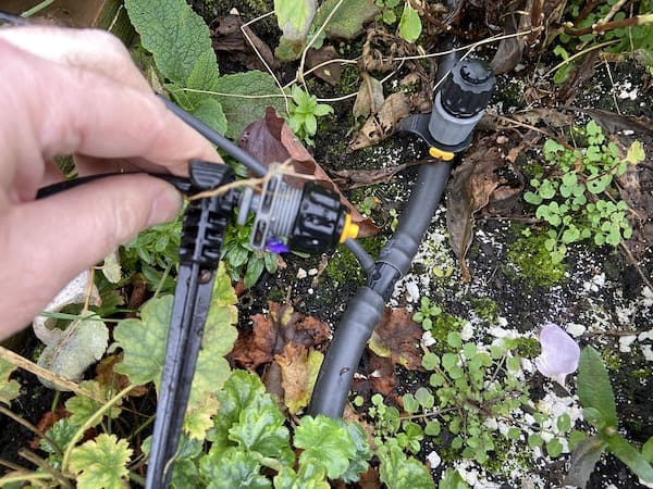 dripper Attached micro piping with dripper for pots to main sprinkler watering system for raised bed