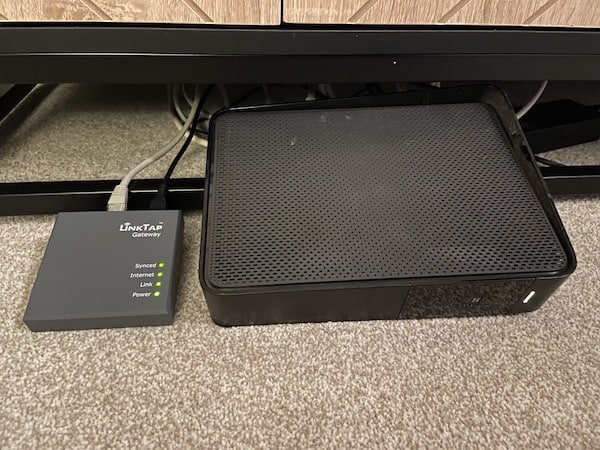 LinkTap gateway plugged into my Virgin broadband router