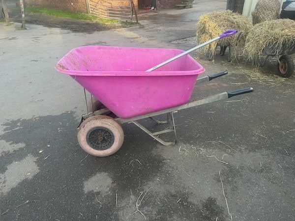 Puncture proof twin wheeled barrow, great for bulky loads and super stable on uneven ground
