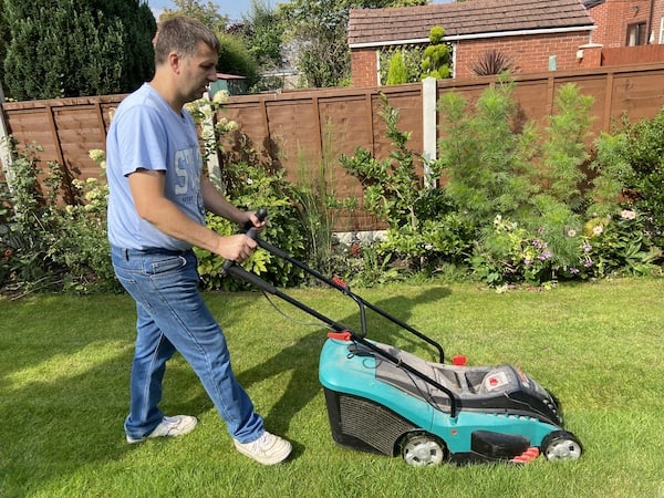 Using the Bosch cordless lawn mower that I have been testing for over 5 years now -  there is now a new model with a few small improvements