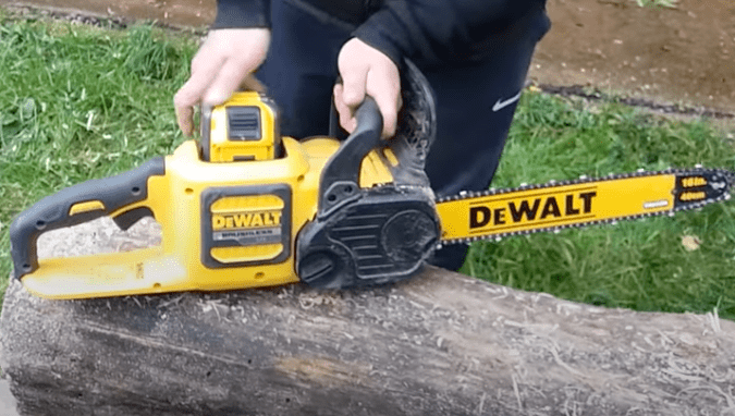 My DeWalt DCM575 X1 Cordless Chainsaw during testing