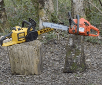 My Dewalt 54v cordless chainsaw with my Petrol chainsaw