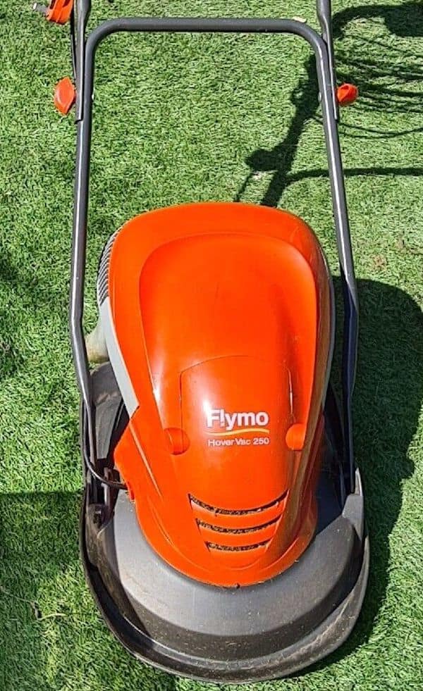 Flymo 330AX hover lawnmower being tested